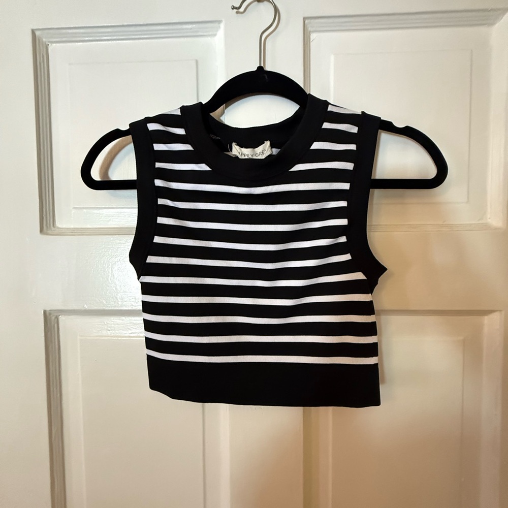 Black and White Striped Crop Top